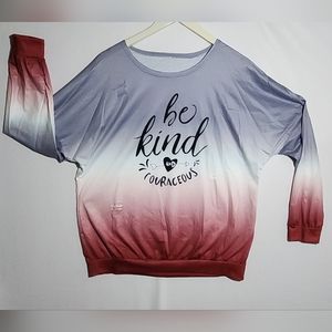 "Be Kind and Courageous" Tie Dye Womens Long Sleeve T-Shirt Size Large NWOT.